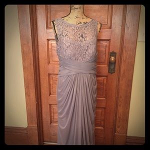 David’s Bridal Grey long Bridesmaid dress
